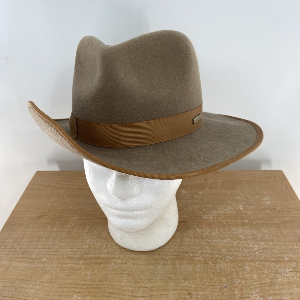 GIGI PIP Taupe Fedora with Tan Band and Trim